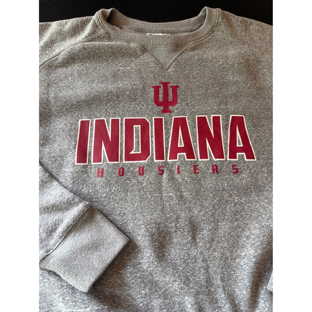 Champion Sweatshirt Gray Indiana Hoosiers Crewneck Raglan Fleece Pullover Large - Picture 2 of 5